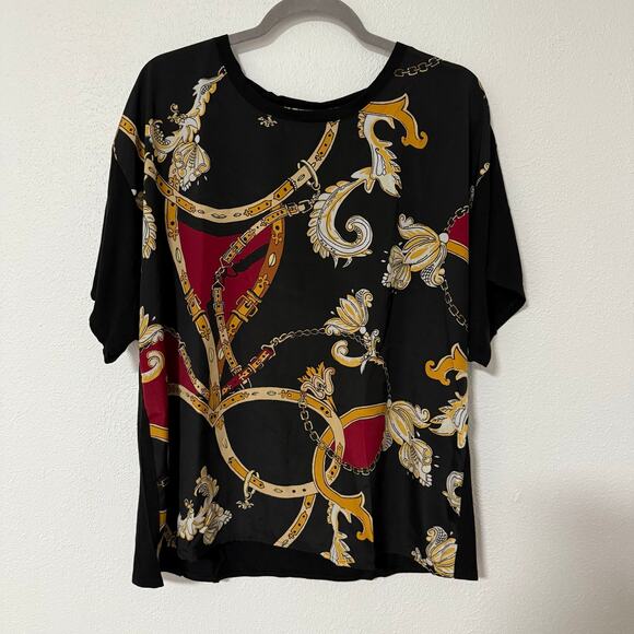 Chico's Women's Woven Status Short Sleeve Tee Size 3 - Picture 1 of 10